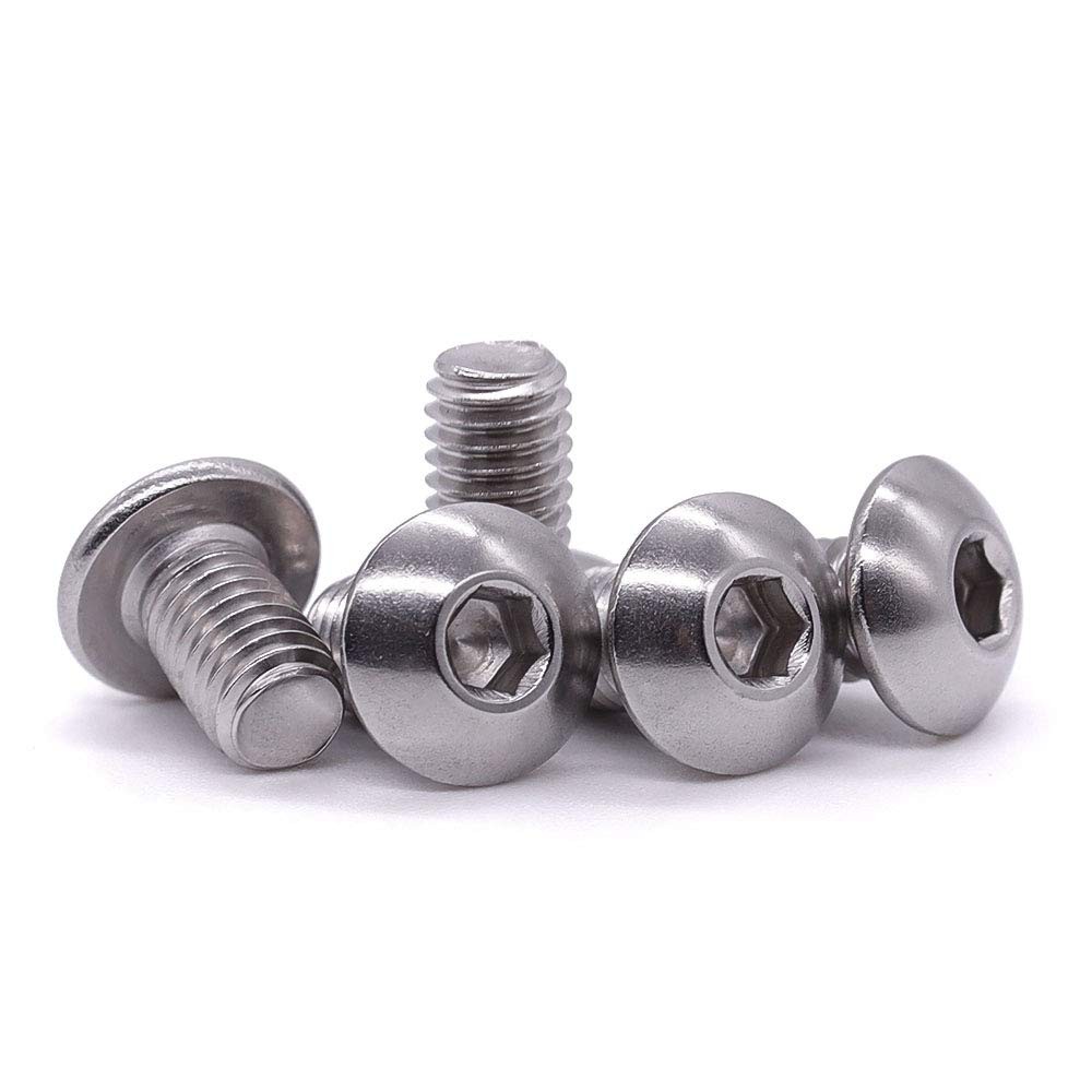 M6-1.0 x 10mm Button Head Socket Cap Screws 304 Stainless M6 x 10mm, Silver