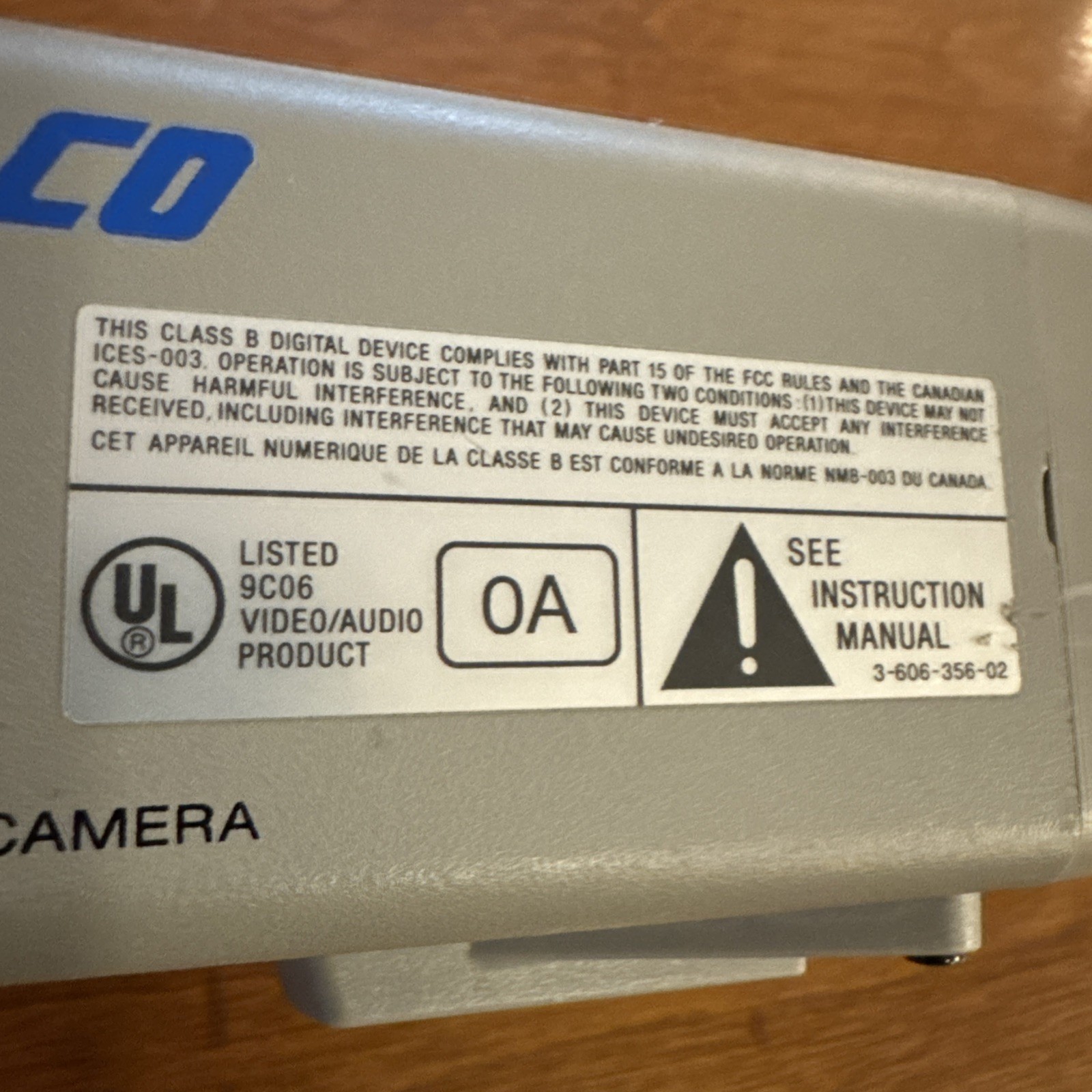 Pelco B&W CCTV Camera MC3810-2 Manufactured By Sony Japan Untested