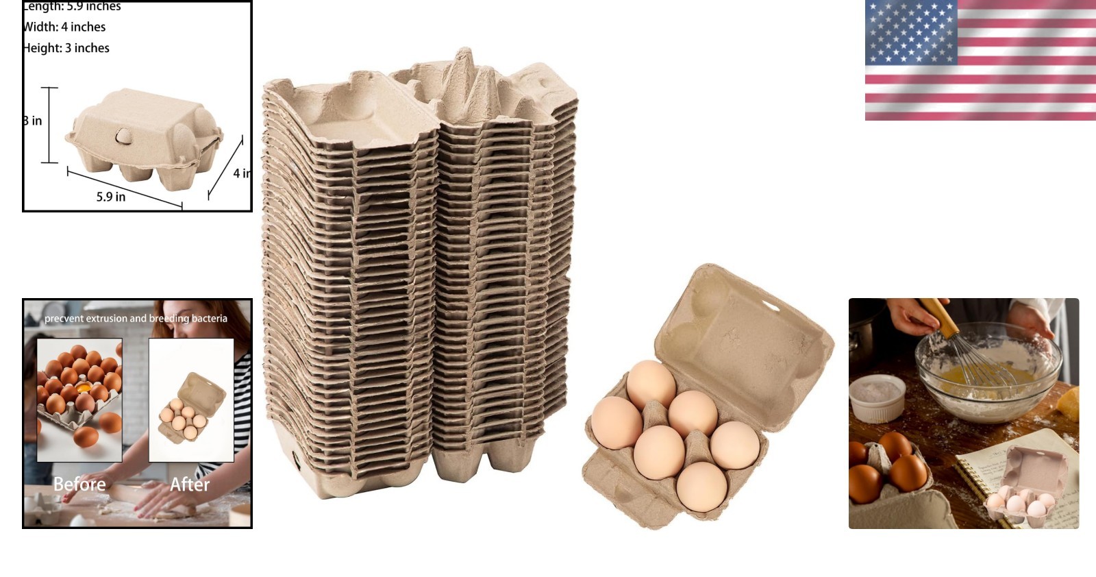 Egg Cartons Bulk 40 Pack Reusable Egg Storage 2×3 Style Biodegradable Durable