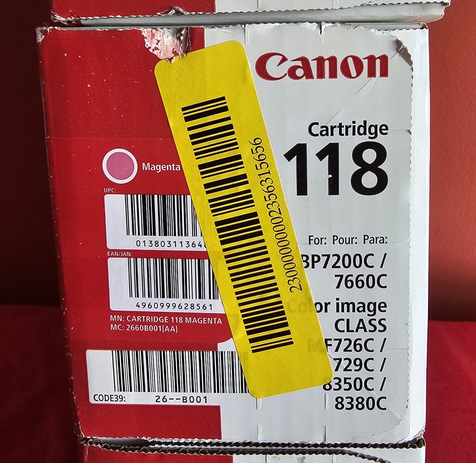 Genuine Canon 118 OEM Toner Set CMYK Black Cyan Magenta Yellow New