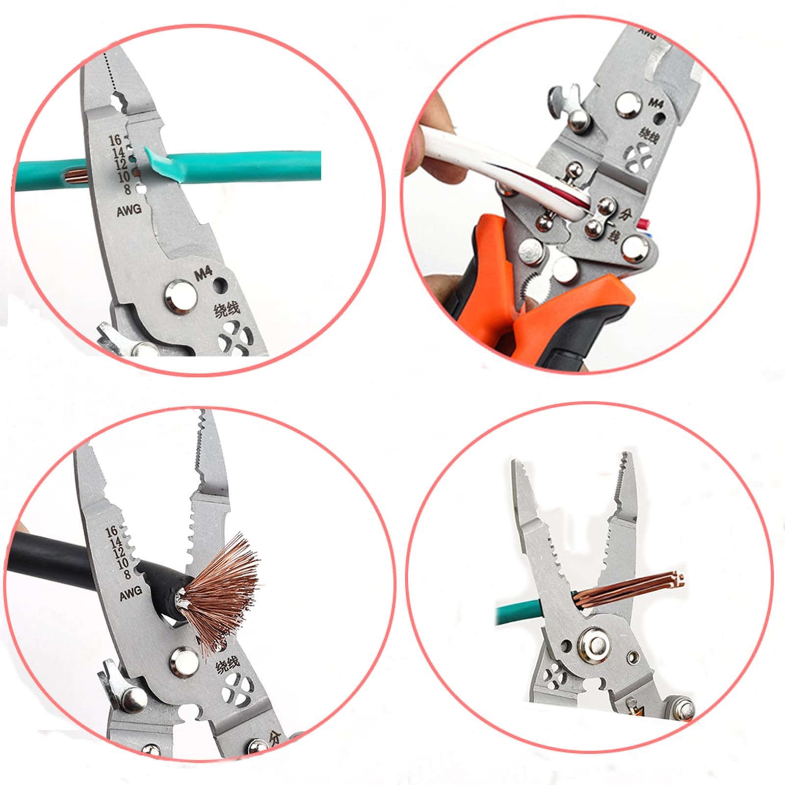 2 PCS 12 In 1 Multifunctional Wire Stripper Twister Foldable Crimping Pliers