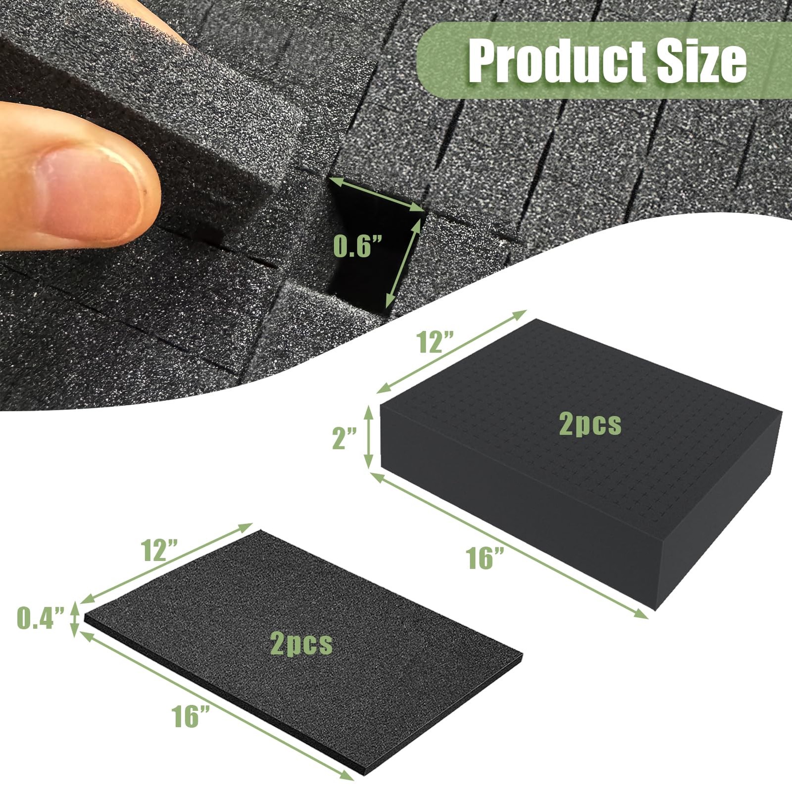 4 Pack Gun Case Foam Inserts 16x12x2 & 16x12x0.4 Inches Pick and Pluck Foam …