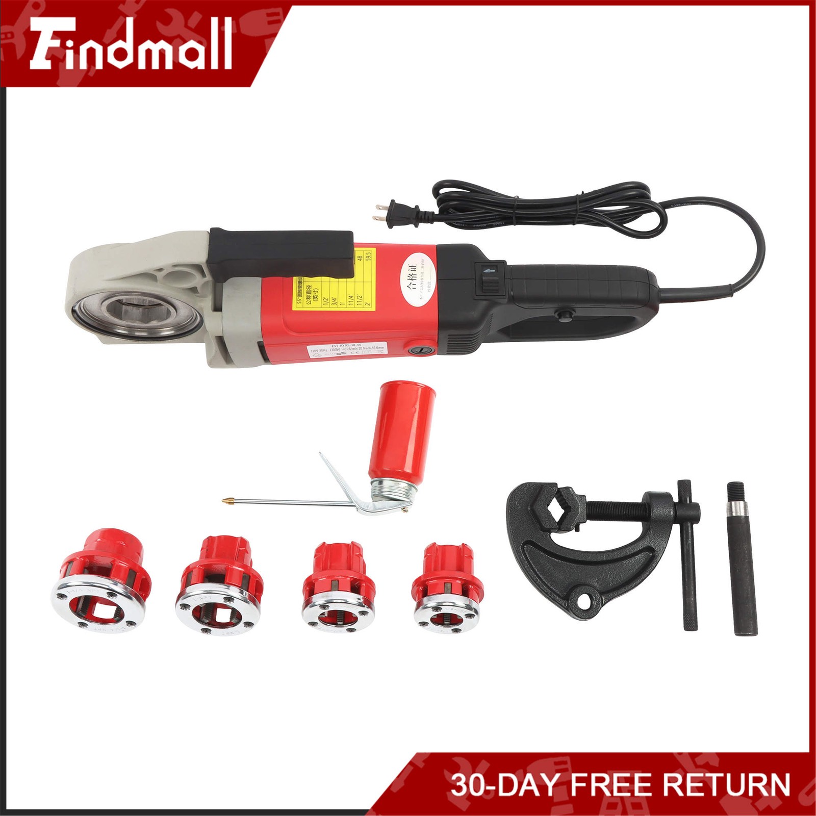 Findmall 2300W Pipe Threading Machine 1/2-1-1/4″ Electric Threader 4 Blades