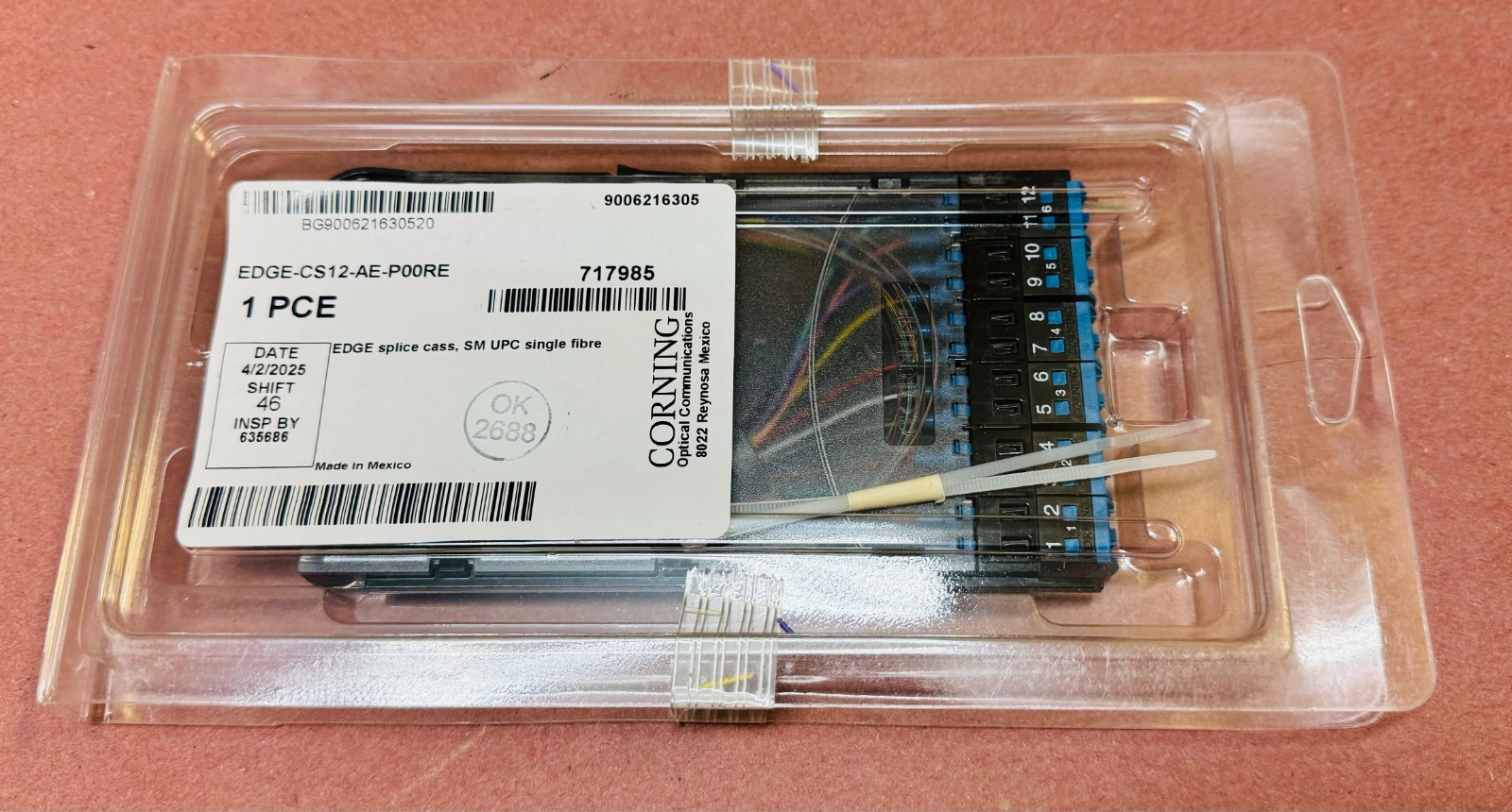 Corning EDGE-CS12-AE-P00RE Splice Cassette SM UPC Single Fiber