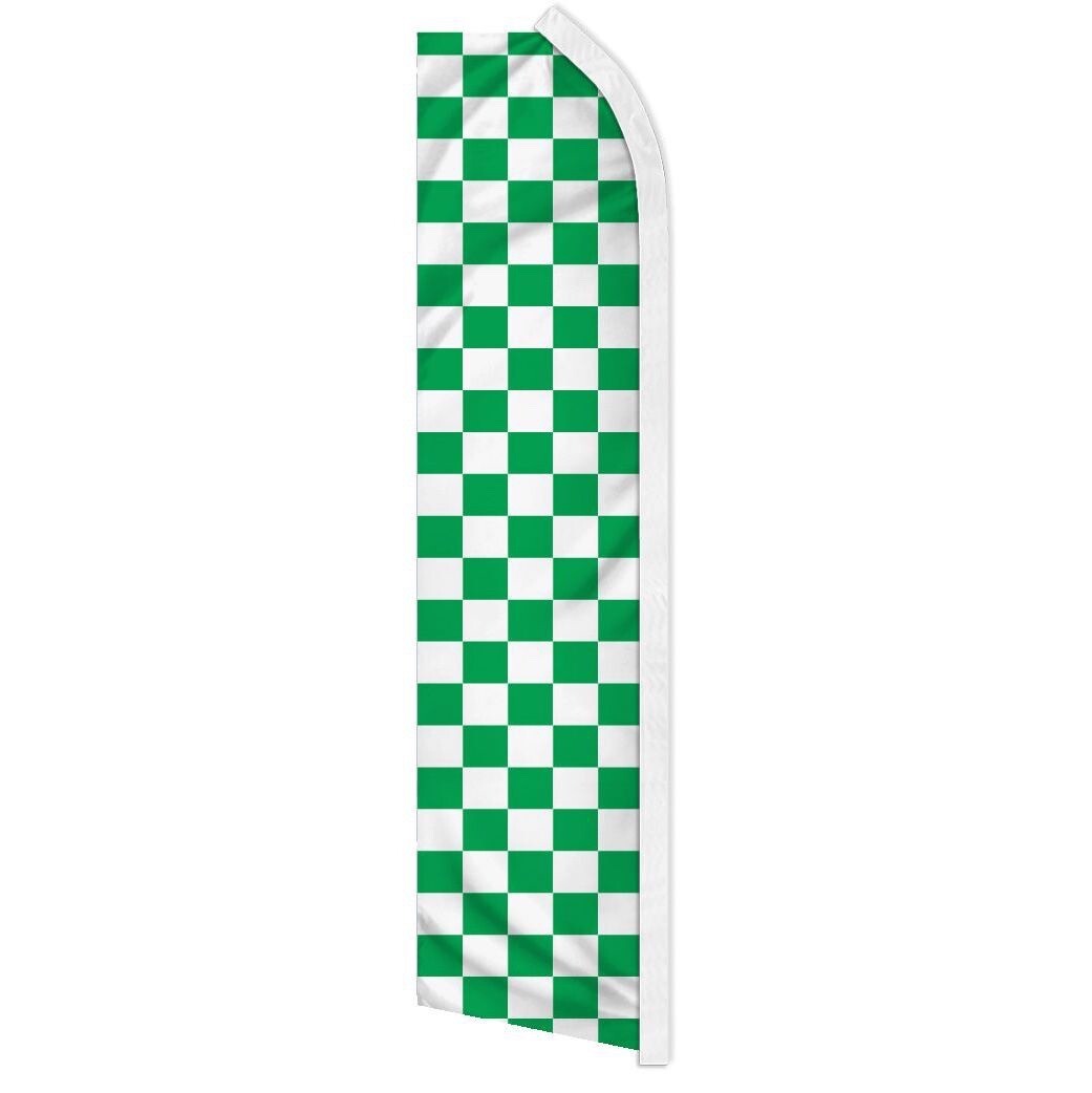 10 x «GREEN & WHITE CHECKER» advertising super flag swooper banner business sign