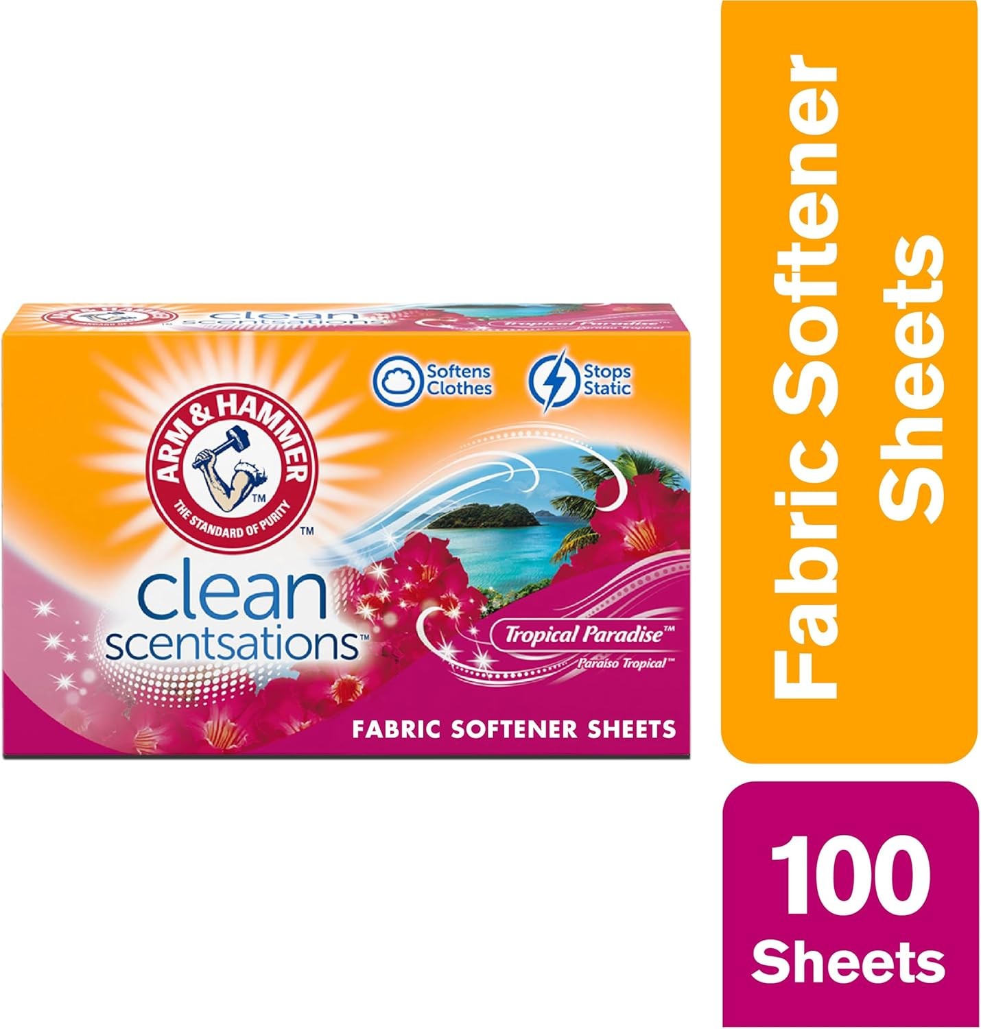 ARM & HAMMER Fabric Softener Sheets, Tropical Paradise, 1 Count (Pack of 100)