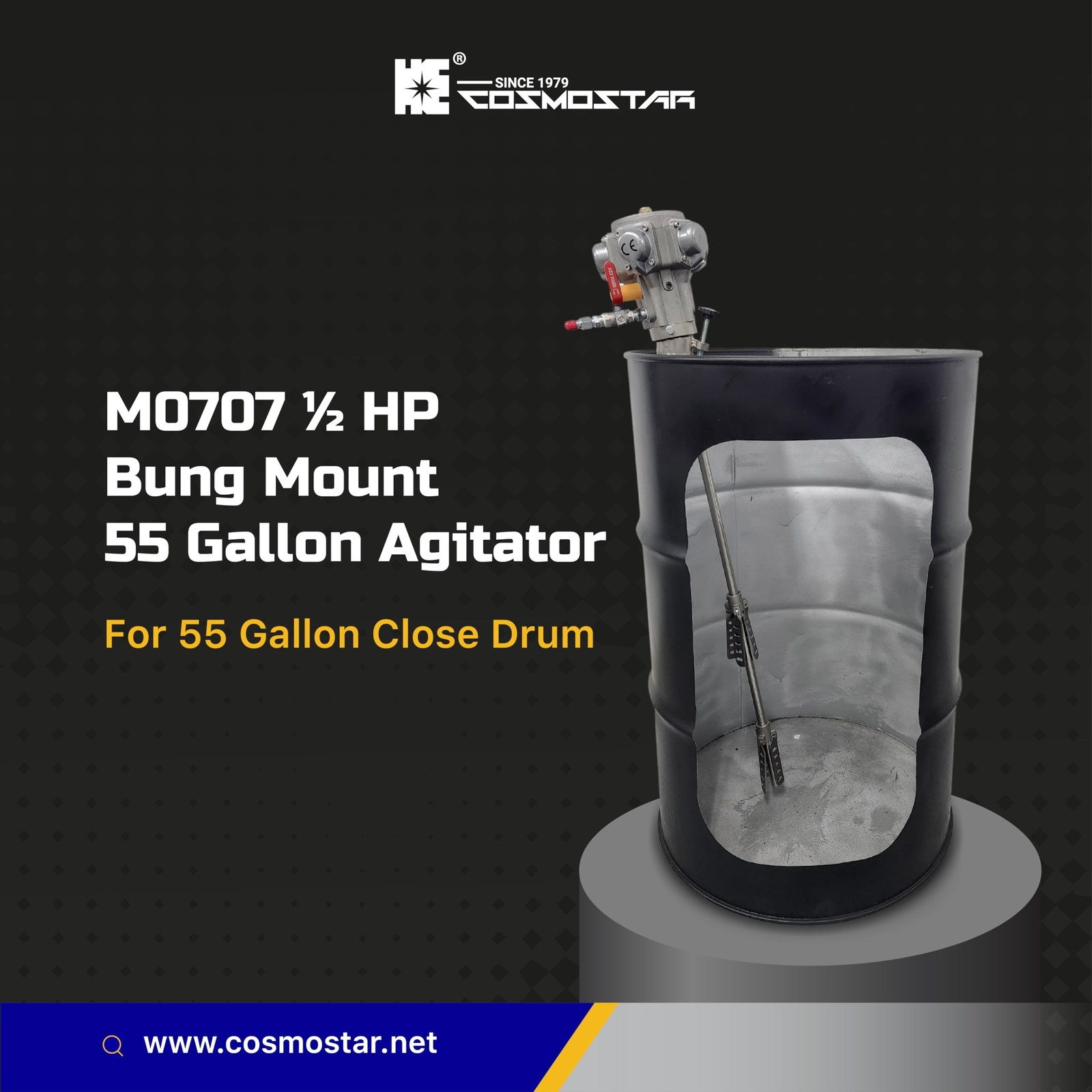 COSMOSTAR M0707 1/2 HP Bung Mount 55G Pneumatic Agitator | Barrel Drum Mixer …