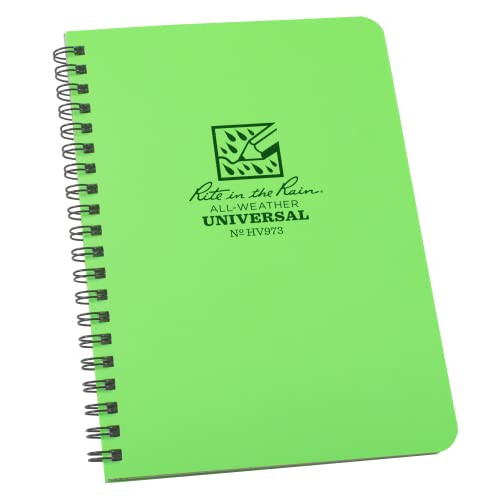 Hi Vis Green Waterproof Notebook 64 Pages Wire O Binding Outdoor Journal