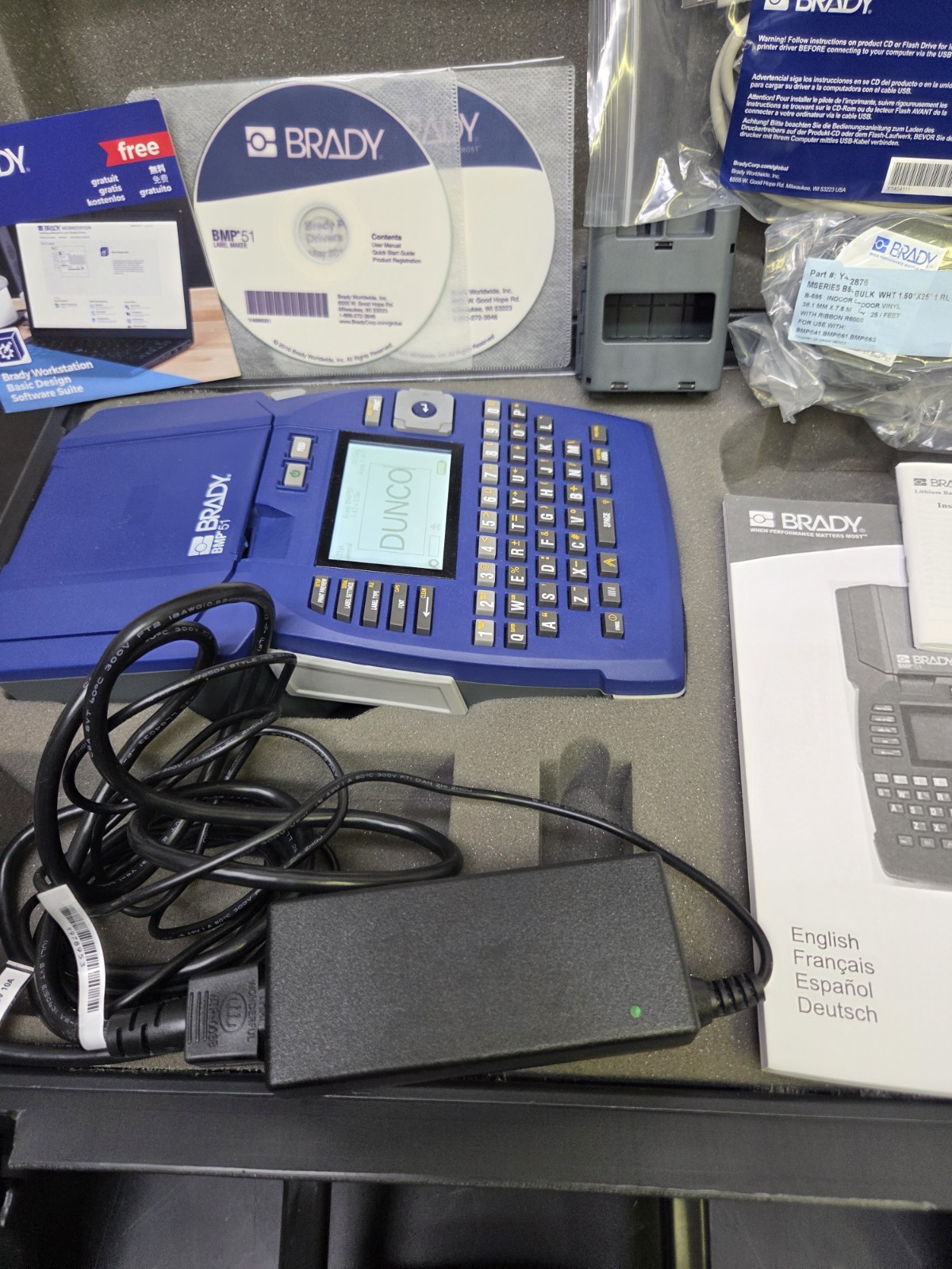 Brady BMP51 Portable Printer In OEM Case, Charger, Manual, Works Great! Used