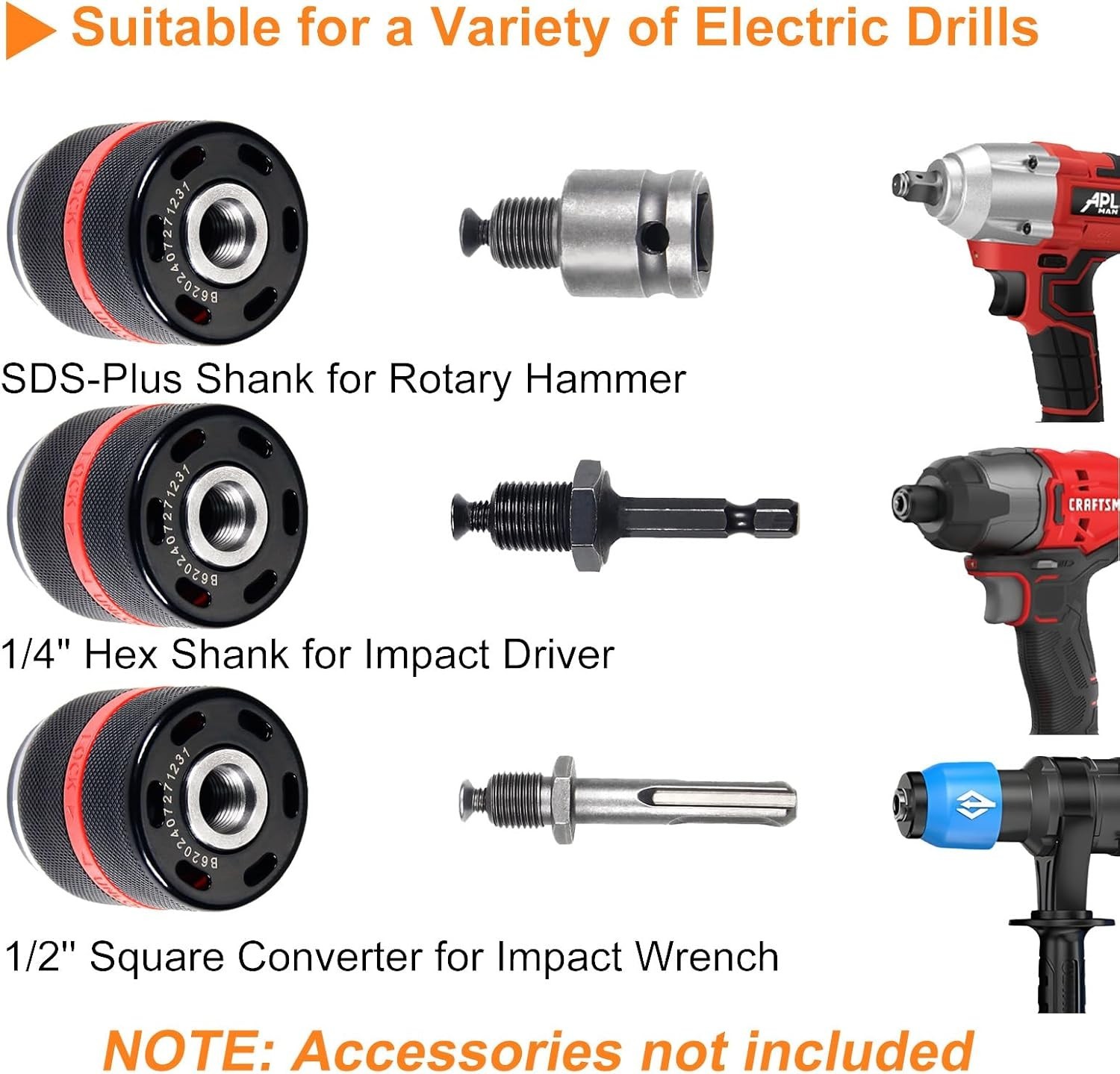 Keyless Drill Chuck for Milwaukee M18 1/2-20UNF Mount 1.5-13Mm Clamping Capacity
