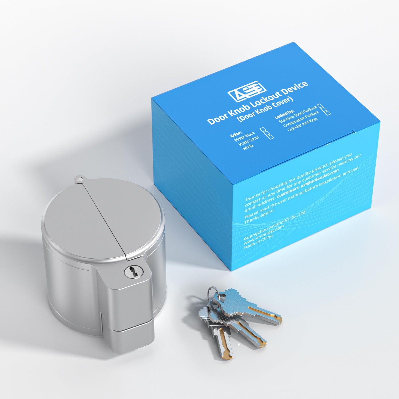 Door Knob Lockout Device Childproof 3 Keys Matte Silver Brass Keys Smart