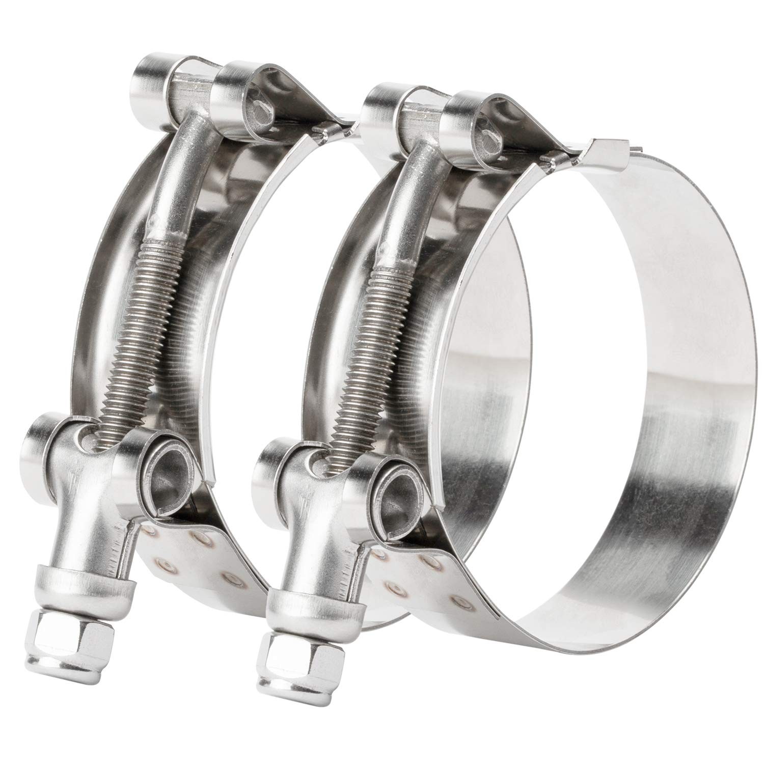 ISPINNER 2 Pack 3 Inch Stainless Steel T-Bolt Hose Clamps, Clamp Range 83-91mm f