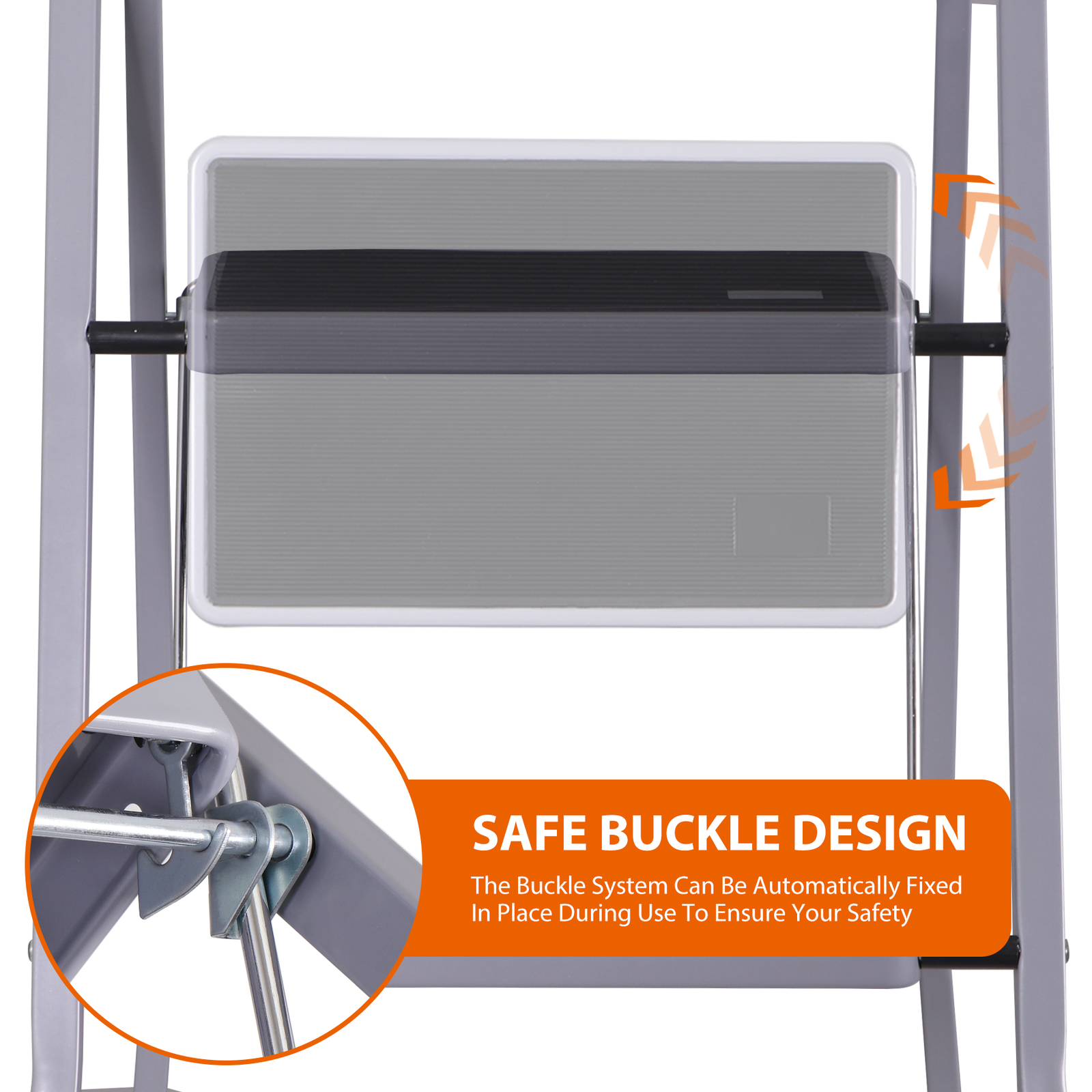 2 Step Ladder w/Anti-Slip Pedal Convenient Handgrip for Home Daily Use Gray