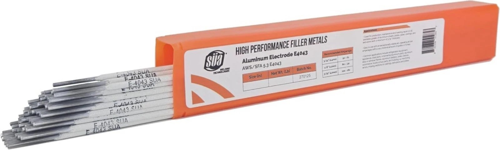 Aluminum E4043 Stick Electrode Rod 3/32″ x 14″ – 0.5 Lb = 26 Rods