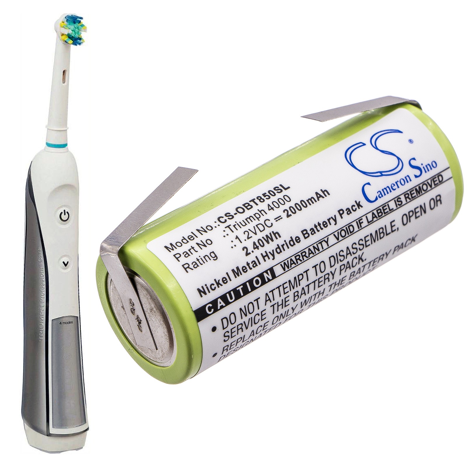 Battery for Oral-B Triumph 4000 P/N: 3745,3761,3762 2000mAh 2.4Wh