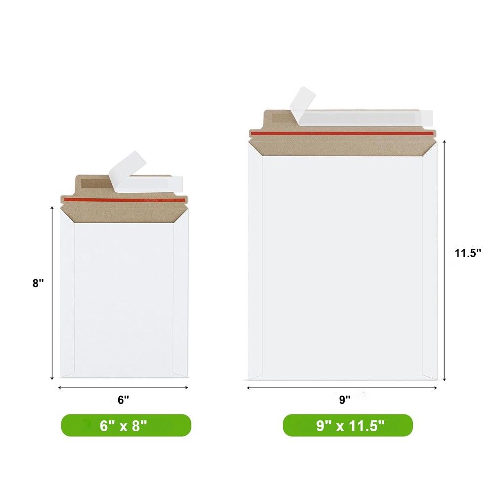 100/200 Flat Photo Mailers Document Envelope Cardboard 6×8,7×9,9×11.5,9.75×12.25
