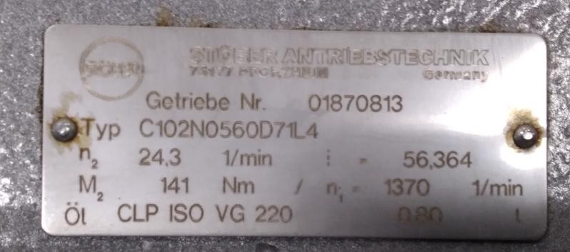 Stober K21R-71-G-4 Gearmotor, 0.37kW, Reducer Ratio 56.36:1