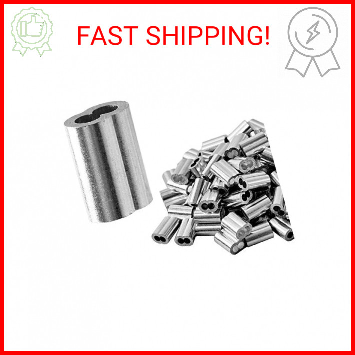 1/8″ (3mm) Aluminum Crimping Loop Sleeve for Wire Rope, Cable Ferrule (100Pcs)