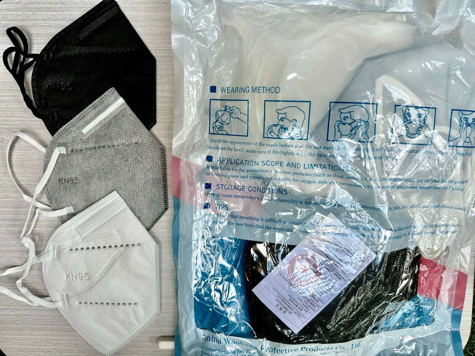 KN95 PROTECTIVE MASK GB2626-2019Self priming filter 30 white black gray