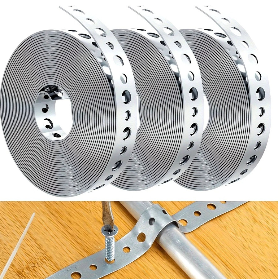 1Pcs Galvanized Steel Mounting Tape Pre-Punched Metal Support Strip – NEW