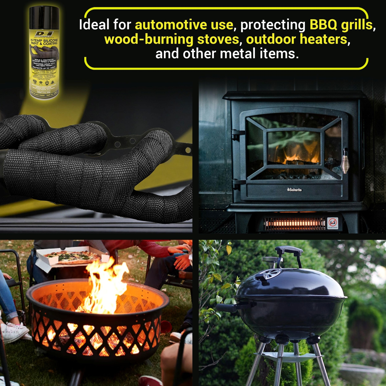 DEI High Temp Silicone Coating Spray 12oz Protects Exhaust Wraps Up to 1500F
