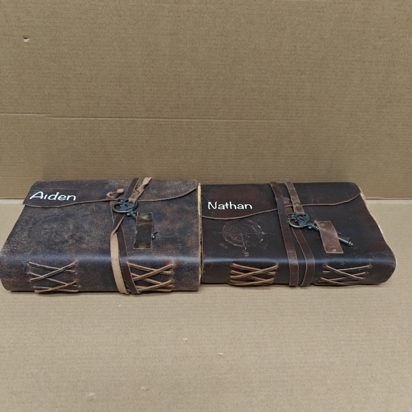 Lots Of 2 Vintage Leather Journal Antique Handmade Deckle Edge