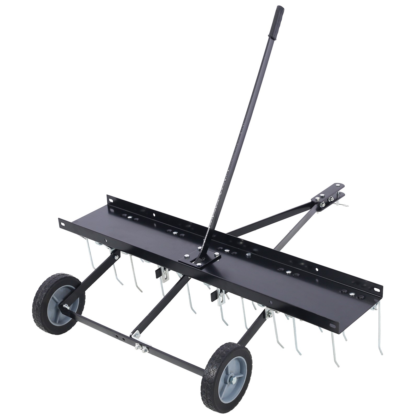 40″Dethatcher Tow Behind Lawn Rake Lawn Sweeper Height Adjustable Lawn Care Tool