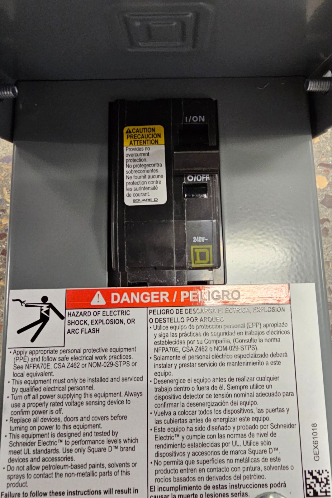 Square D QO200TR, NEMA 3R, 60A, 240VAC, 22kA, A/C Switch Circuit Breaker