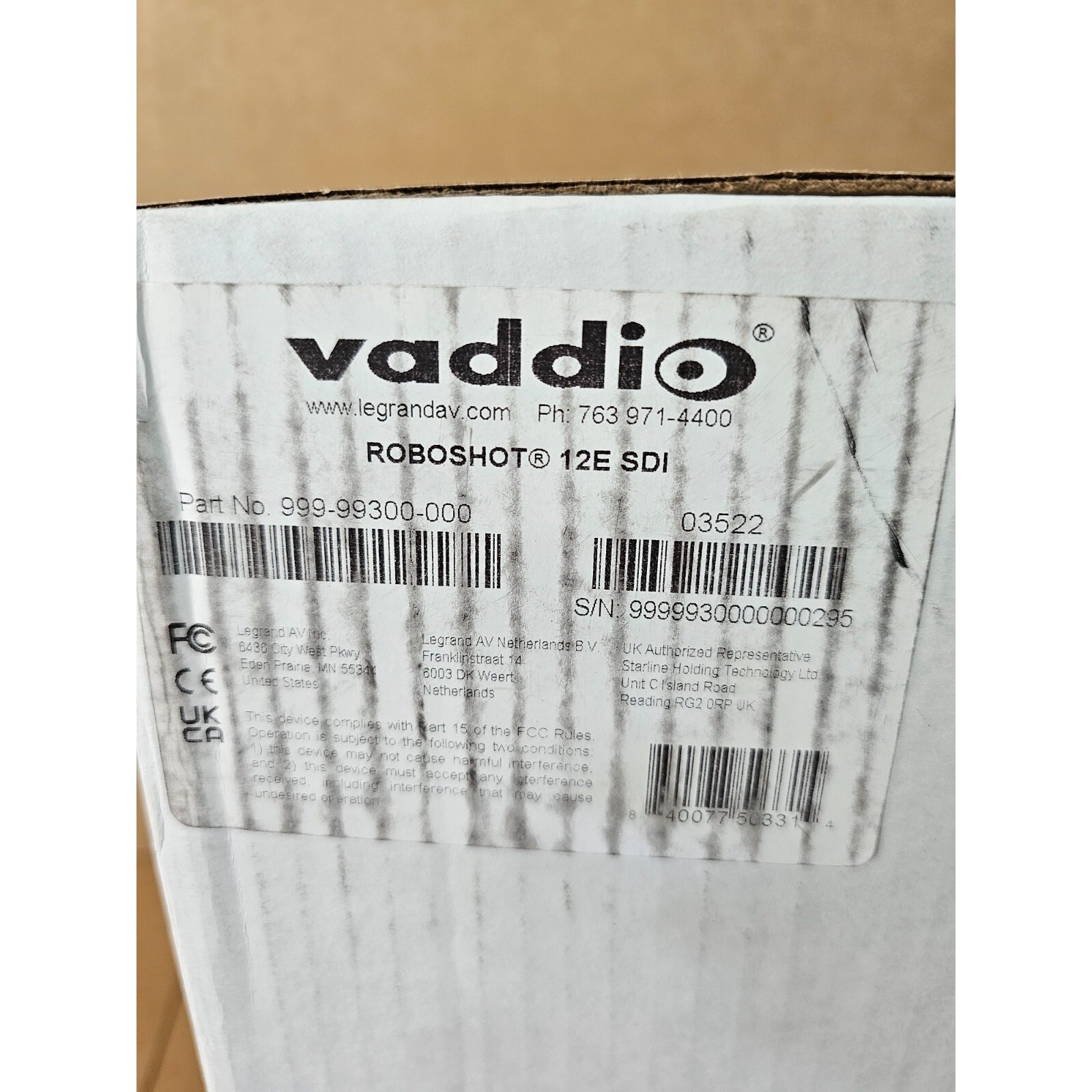 Vaddio 999-99300-000 RoboShot 12E SDI Camera System 840077503314 03522 NEW
