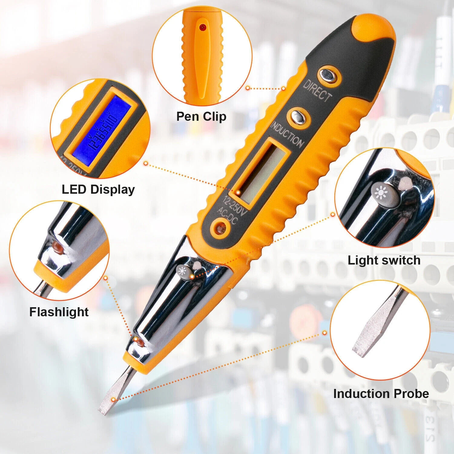 Voltage Electric Tester Volt Detector Test Pen AC DC Non-Contact Sensor V12-1000