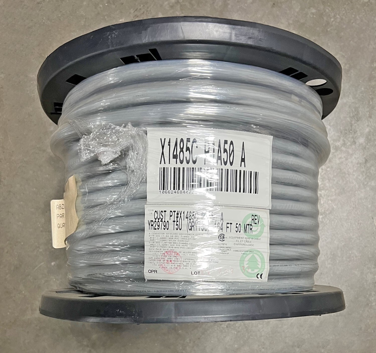 164ft 50m Belden Allen Bradley 1485C DeviceNet 15/1pr+18/1pr Trunk Cable Gray