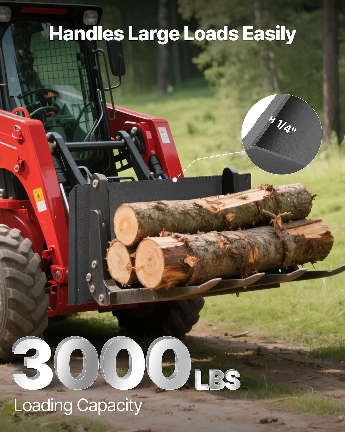 1/4 Inch Skid Steer Mount Plate – 3000lbs Capacity for Tractors & Skid Steers