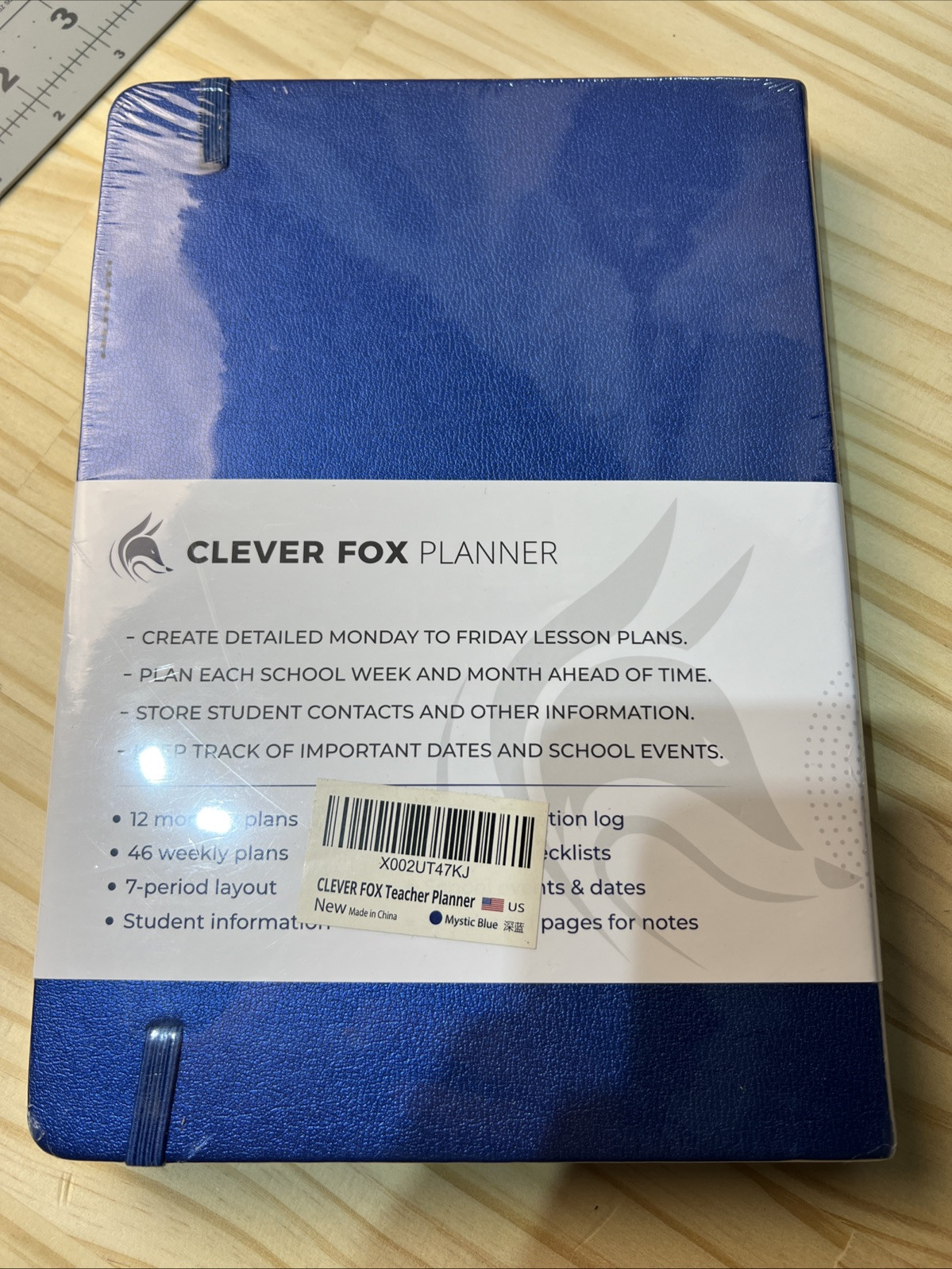 Clever Fox Teacher Planner Blue 7 Period Vertical Layout Planner (Nondated)- New