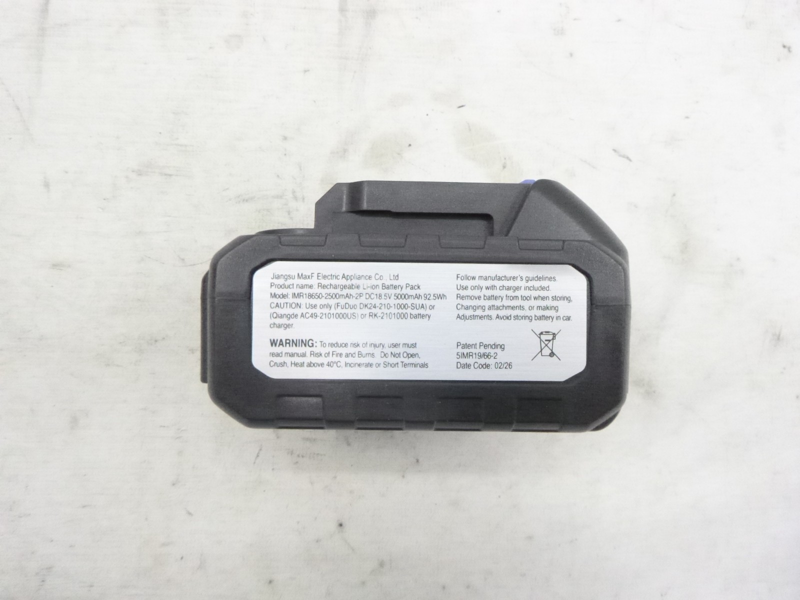 Turbo Jet HydroX5 5000mAh 21V Lithium-Ion Rechargeable Battery IMR18650