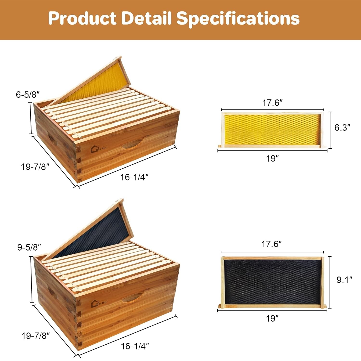 10 Frame Bee Hive Complete Beehive Kit Wax Coated 1 Deep Box & 1 Medium Box