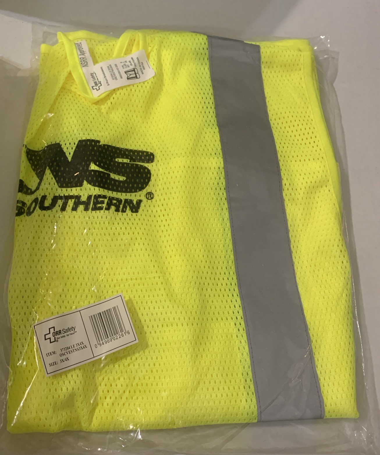 New Norfolk Southern Orr Safety Reflective Vest 5-Point Breakaway Size 3X/4X