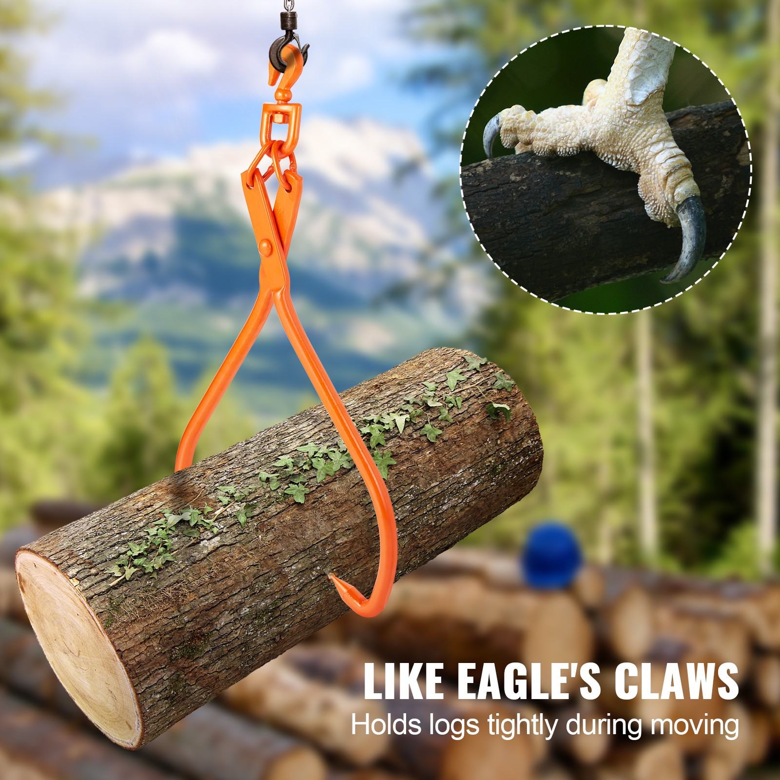 VEVOR Log Skidding Tongs 32 inch 2 Claw Log Lifting Tongs Heavy Duty Rotating