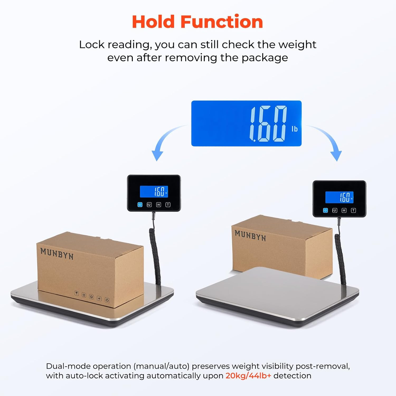 MUNBYN Shipping Scale, 440Lb/1.8Oz Digital Postal Scale for Packages with Hold/T