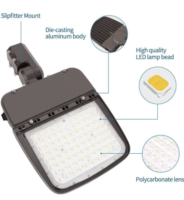 Xbuyee 200W LED Parking Lot Light with Photocell, Dimmable LED 200.0 Watts