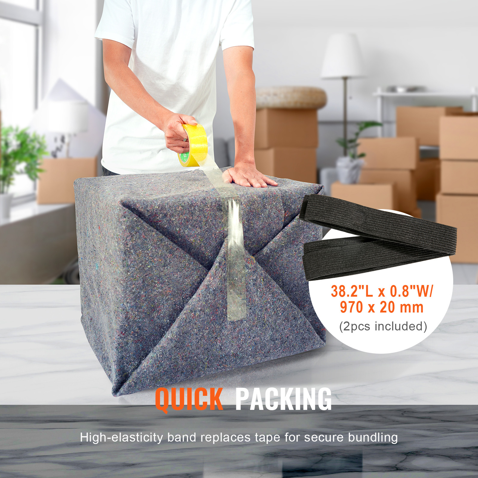 VEVOR Moving Blankets Packing Blankets 72″ x 54″ Furniture Pads 24-Pack 21 lb/dz