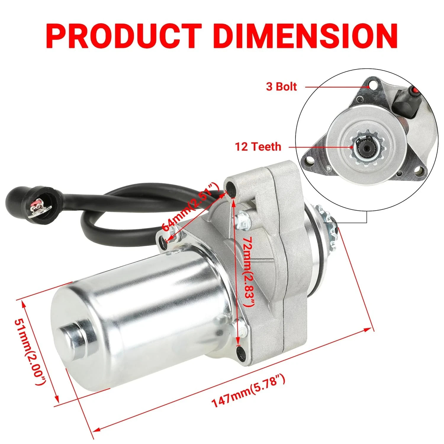 3 Bolt Starter Motor Solenoid Relay 125/110/50Cc 4 Wheeler Quad Chinese ATV