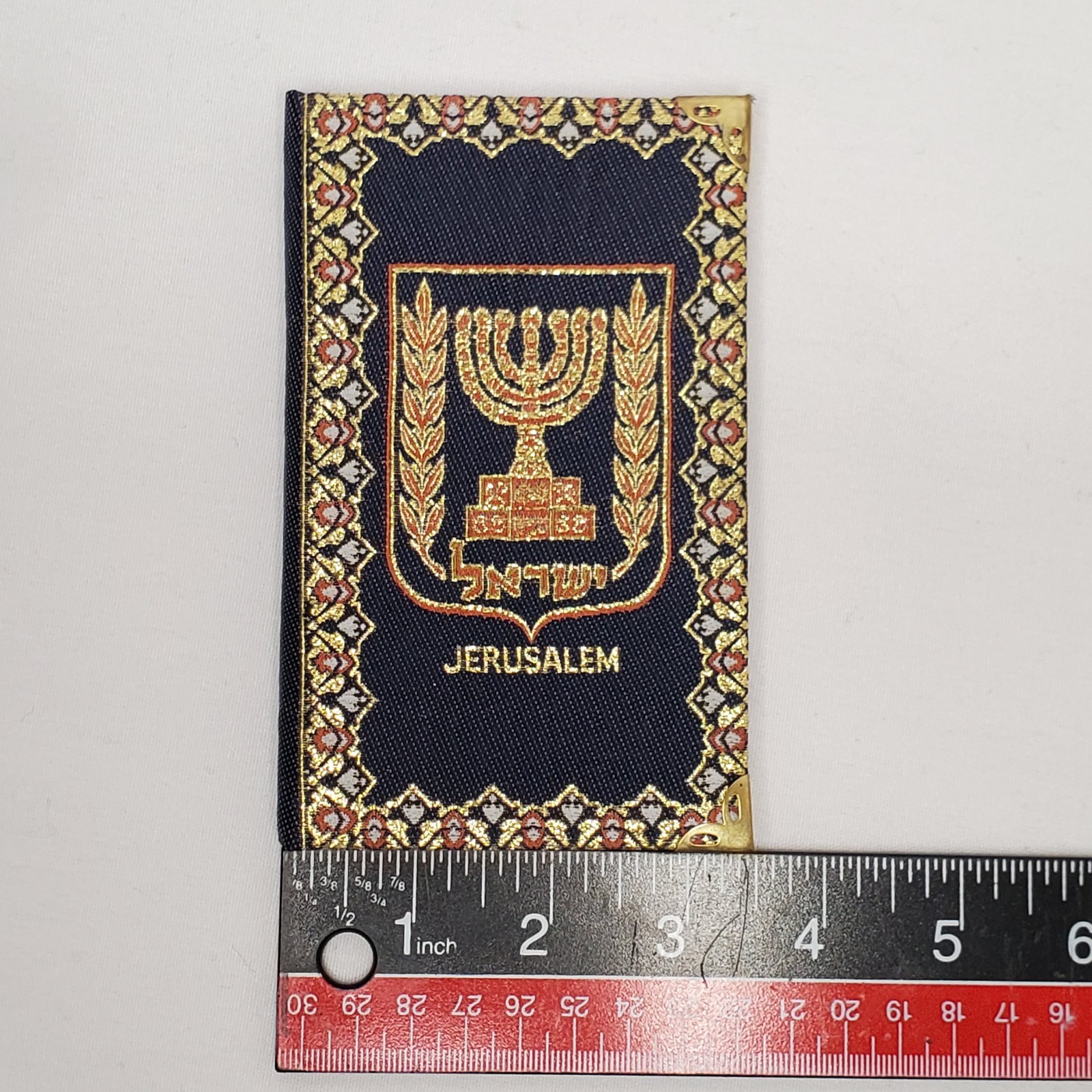 Small Cloth Journal / Notebook Made in Israel, Israeli Emblem Menorah, Jerusalem