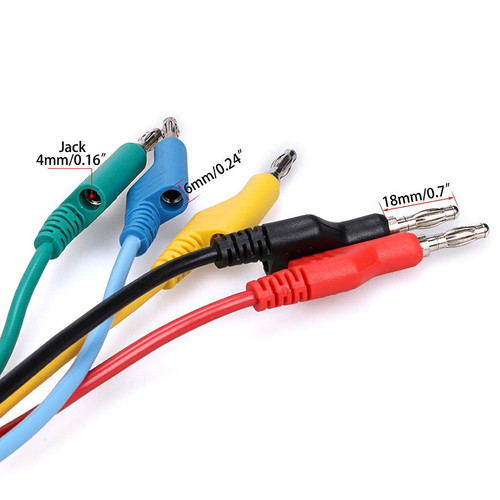 Sumnacon 5pcs Banana to Plug 3.3Ft/1M, Black, Blue, Green, Red, Yellow