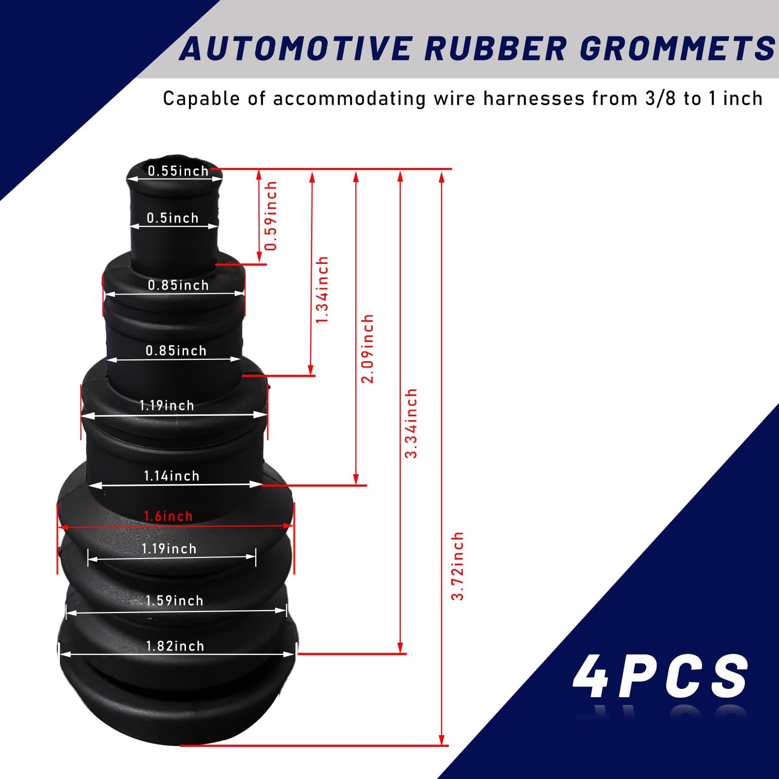 4 PCS Universal Firewall Boot, Rubber Grommets Can Accommodate 3/8 to 1 Inch …