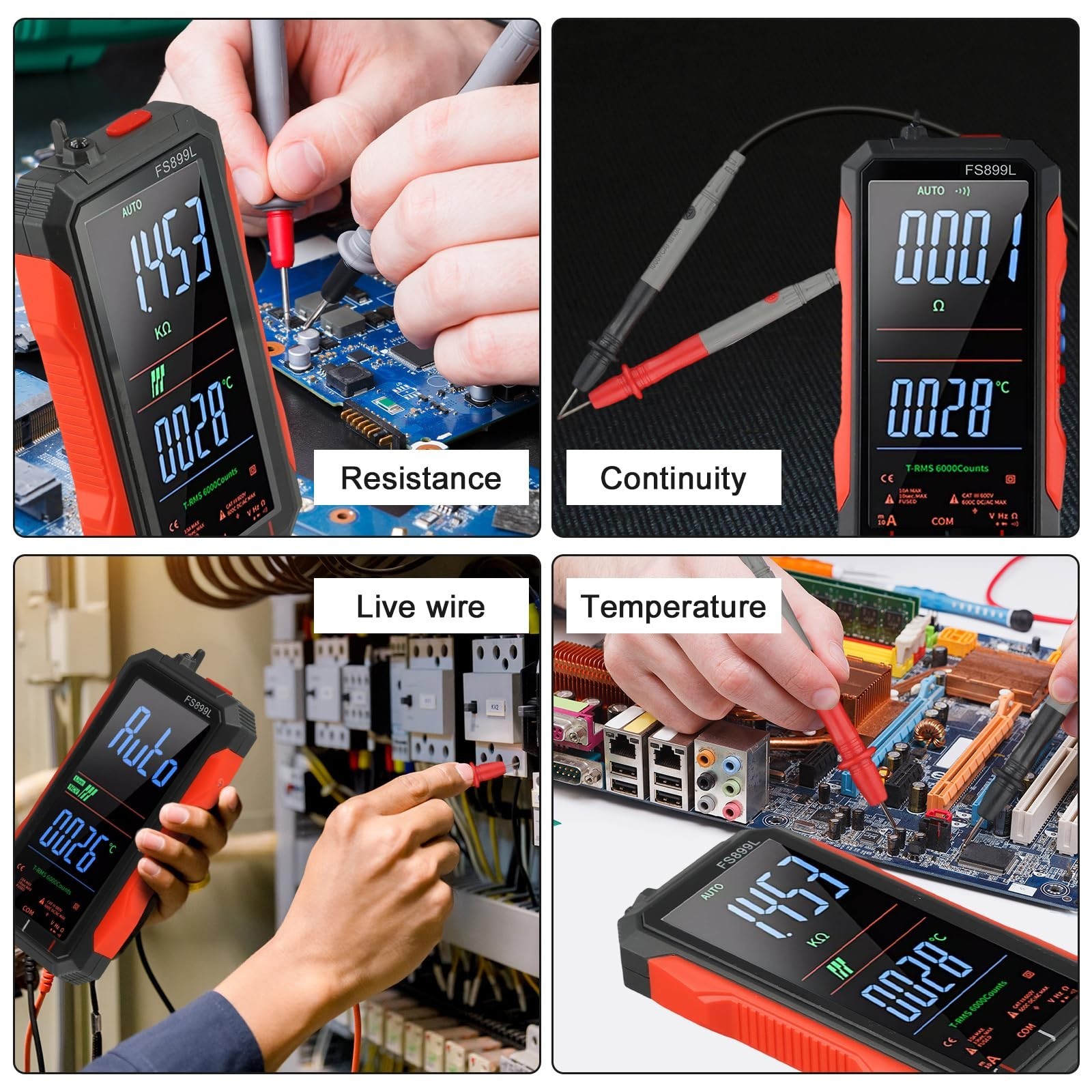 Digital Multimeter, FS899L Multimeter,USB Rechargeable Digital Multimeter Tester