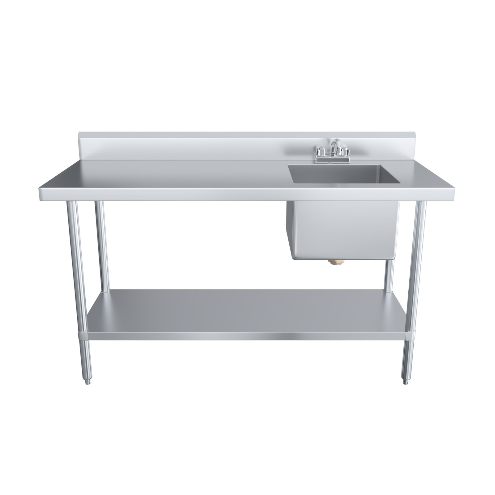 60 in. x 24 in. Stainless Steel Work Table with Built-in Right Prep Sink