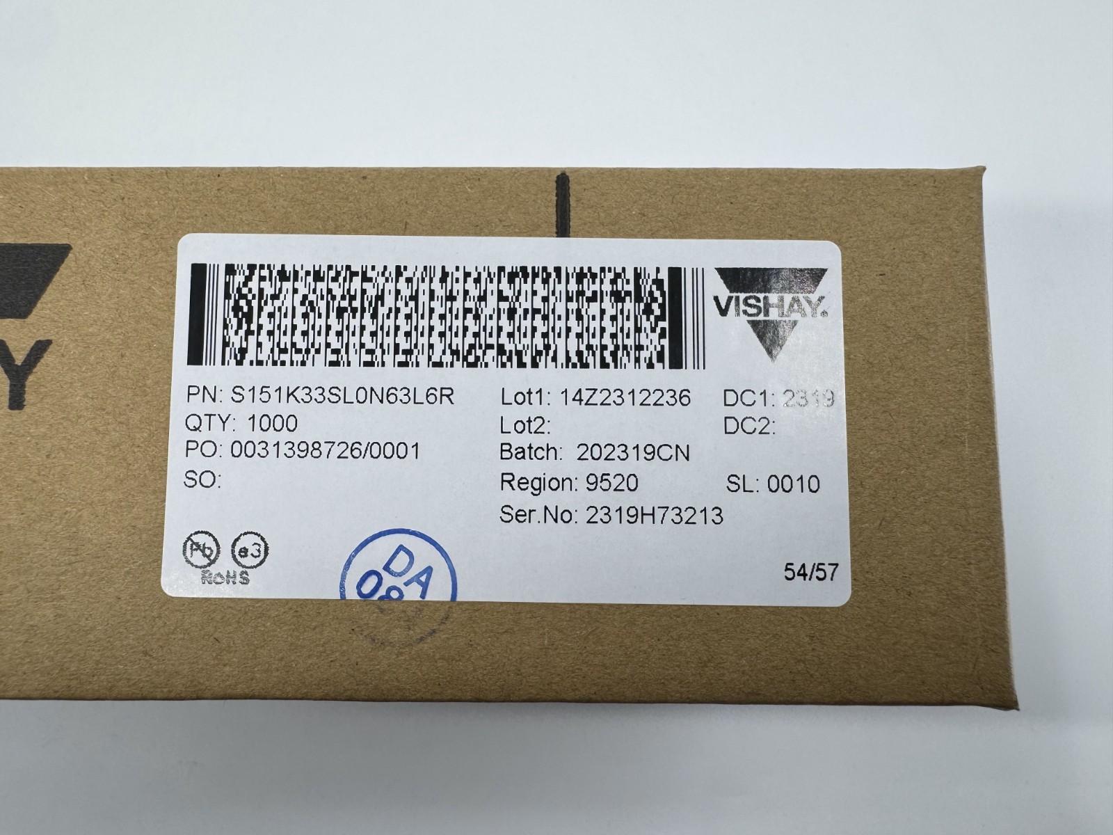 100 PCS S151K33SL0N63L6R Vishay 150 pF ±10% 1000V 1KV Ceramic Capacitor Class 1