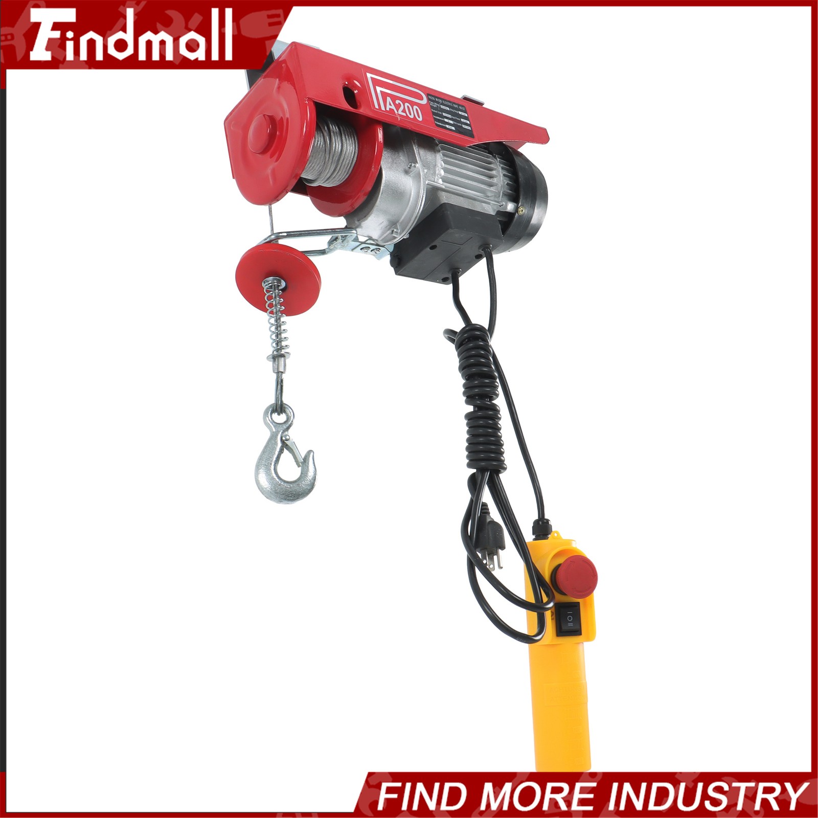 Findmall Mini Electric Hoist 110v 440lbs/200kg 6.6ft/2m Wired Remote Control
