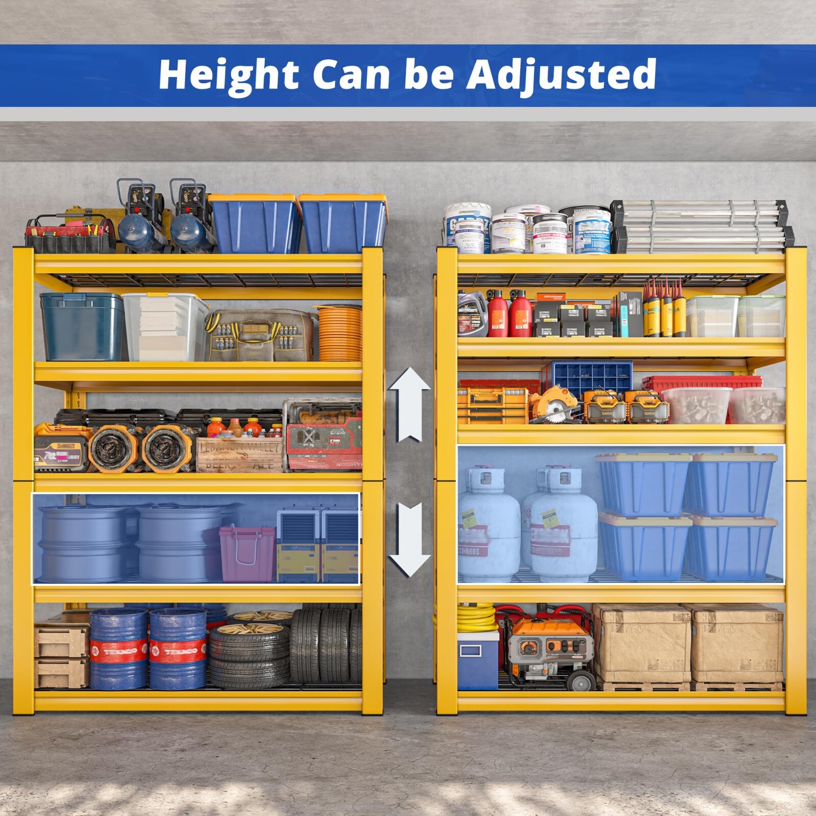 1Pcs Storage Shelves Garage Shelving Heavy Duty Shelving Units & Storage,Yellow