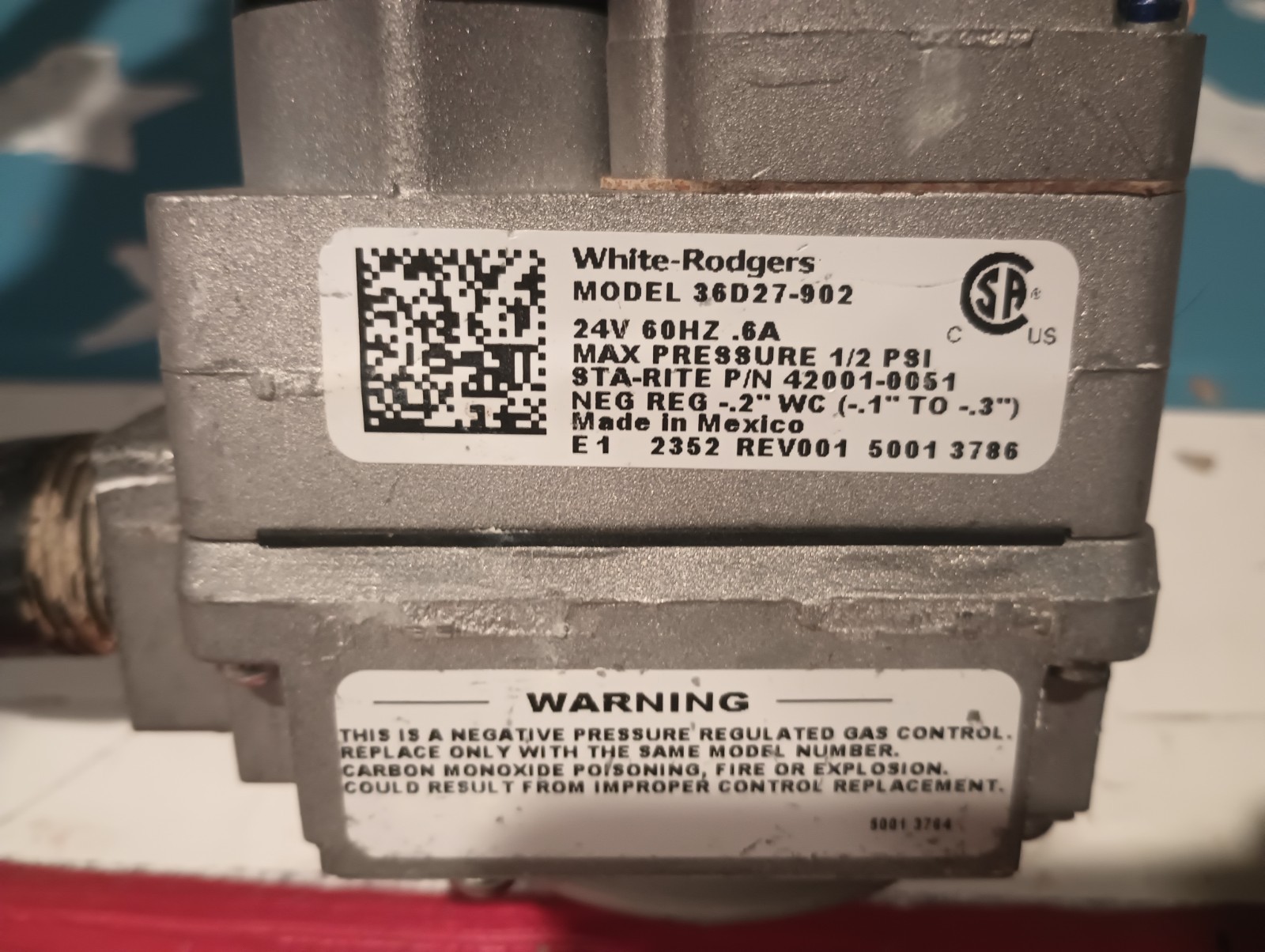 Pentair White Rodgers 36D27-902 Gas Valve 42001-0051 in and out 3/4″ Excellent